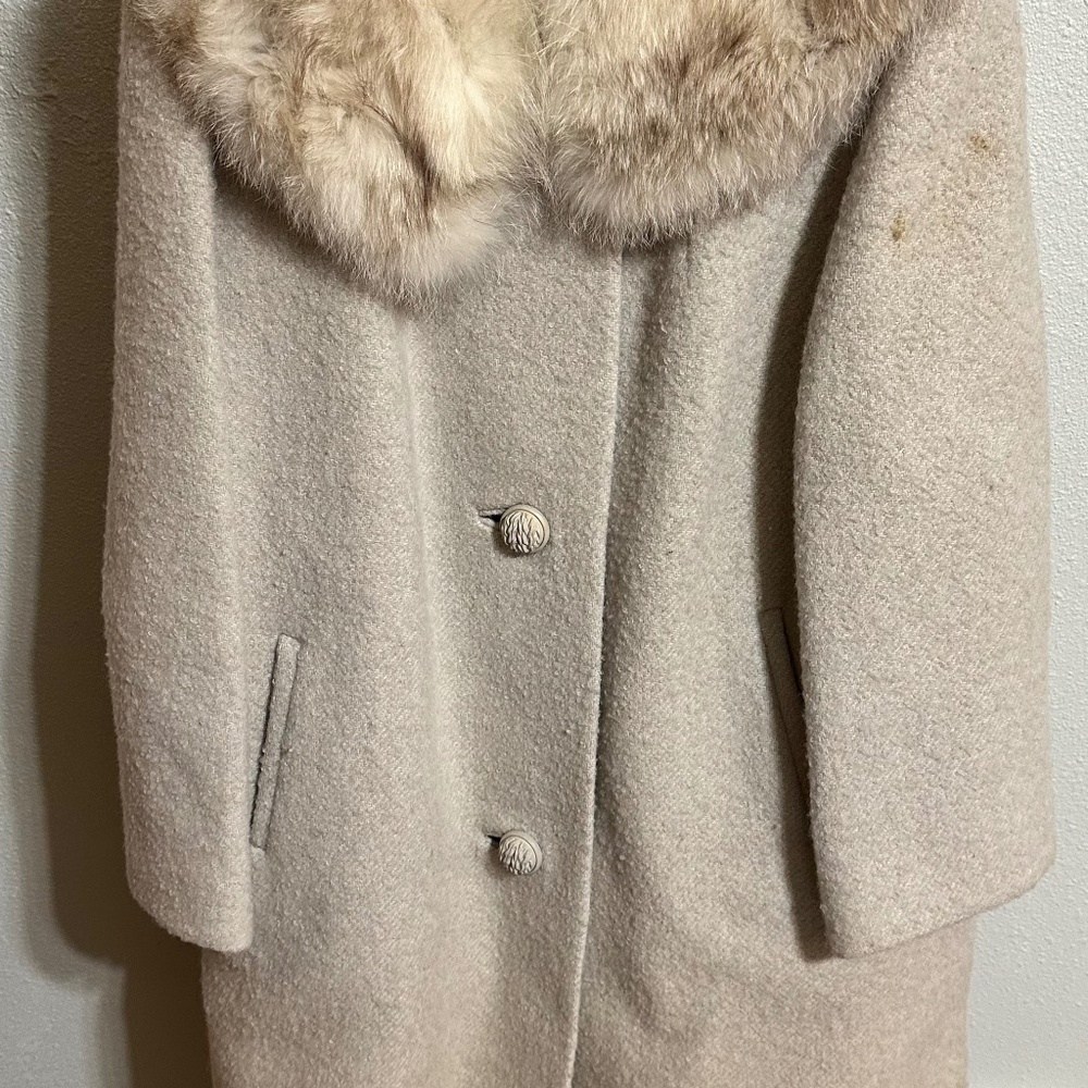 Vintage silver cashmere and silver fox dress coat